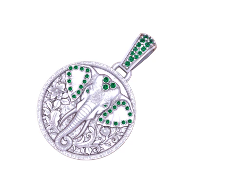 ROUND ELEPHANT FACES PENDANT 3D Print Model