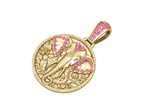 ROUND ELEPHANT FACES PENDANT 3D Print Model