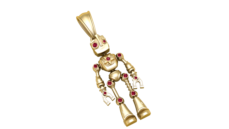 Robot Gold Pendant 3D Print Model .c4d .max .obj .3ds .fbx .stl .blend