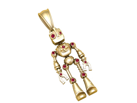 Золотой кулон «Робот» 3D Принт Модель