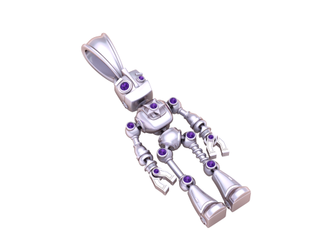 Robot Gold Pendant 3D Print Model