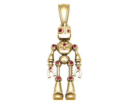 Robot Gold Pendant 3D Print Model