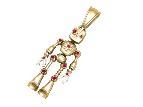 Robot Gold Pendant 3D Print Model