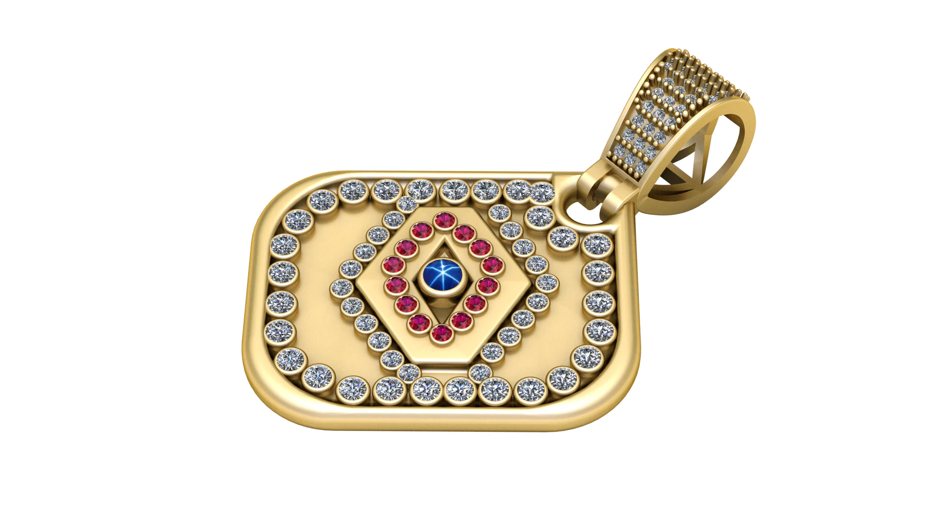3D GOLD SQUAR PENDANT 3D Print Model .c4d .max .obj .3ds .fbx .stl .blend