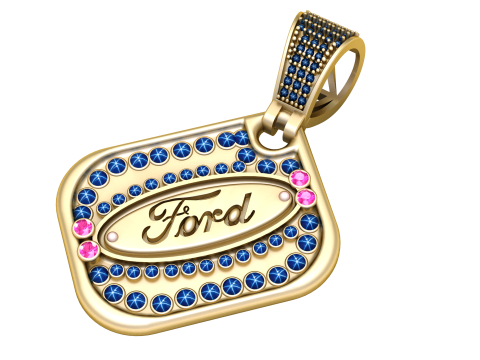 3D Gold Square Pendan Model Cetak 3D