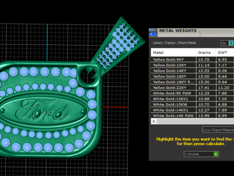 3D Gold Square Pendan Model Cetak 3D
