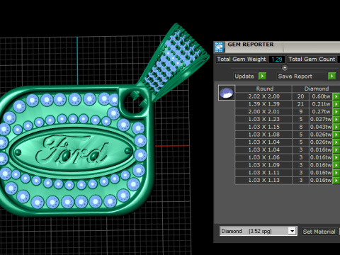 3D Gold Square Pendan Model Cetak 3D