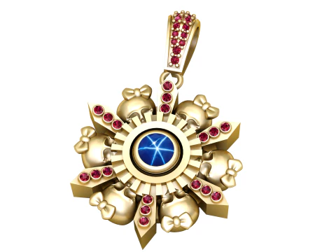 フラワーゴールドペンダント 3Dプリントモデル