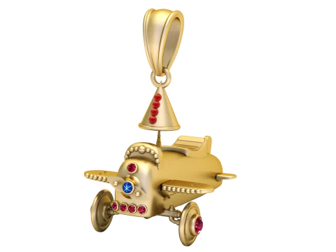 Pingente de Ouro Avi&atilde;o Modelo de Impressão 3D
