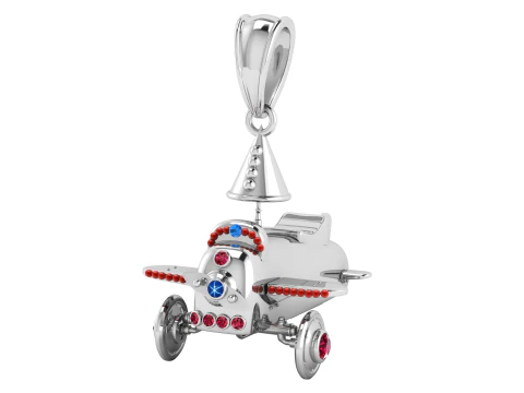 Pingente de Ouro Avi&atilde;o Modelo de Impressão 3D