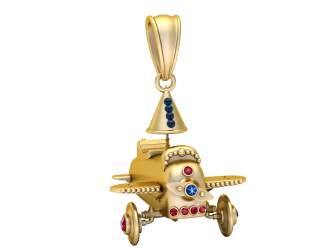 Pingente de Ouro Avi&atilde;o Modelo de Impressão 3D