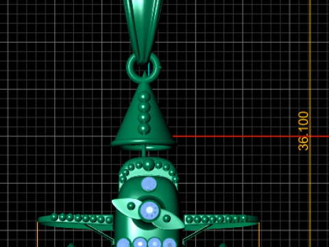 Pingente de Ouro Avi&atilde;o Modelo de Impressão 3D