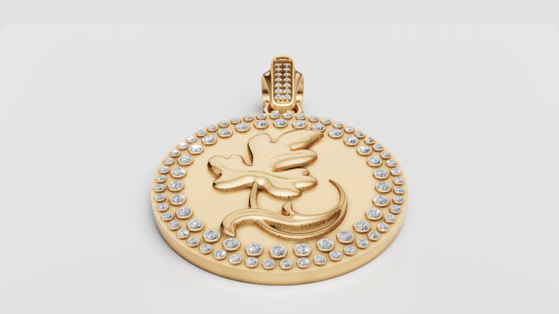 ROUND FLOWER GOLD PENDANT 3D 打印模型 .c4d .max .obj .3ds .fbx .stl .blend 