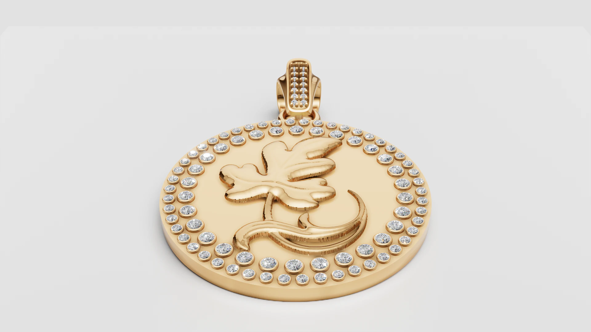 ROUND FLOWER GOLD PENDANT 3D Print Model .c4d .max .obj .3ds .fbx .stl .blend 