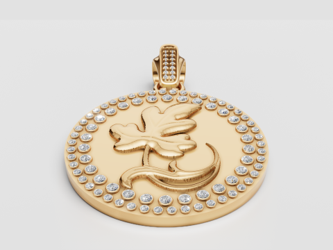 ROUND FLOWER GOLD PENDANT 3D Druckmodell