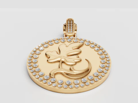 ZŁOTA WISIOREK Z OKRĄGŁYM KWIATEM Model do druku 3D