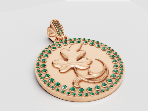 ROUND FLOWER GOLD PENDANT 3D 打印模型