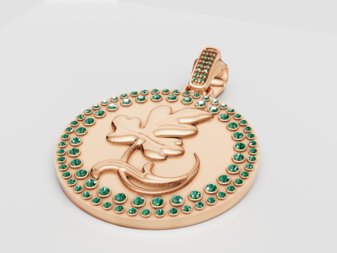 ROUND FLOWER GOLD PENDANT 3D 打印模型