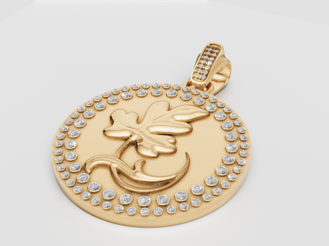 ROUND FLOWER GOLD PENDANT 3D 打印模型