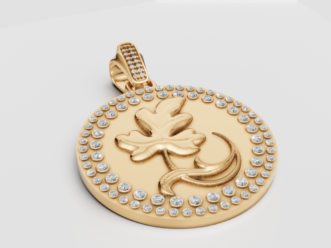 ROUND FLOWER GOLD PENDANT 3D 打印模型