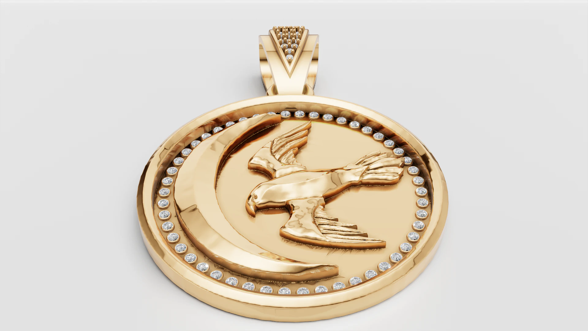 ROUND GOLD PENDANT 3D Print Model .c4d .max .obj .3ds .fbx .stl .blend 