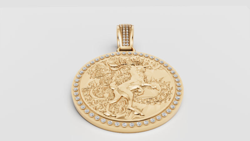ROUND GOLD PENDANT Model Cetak 3D .c4d .max .obj .3ds .fbx .stl .blend