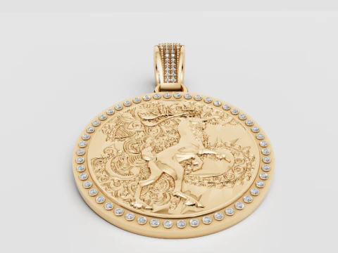 गोल सोने का पेंडेंट 3D प्रिंट मॉडल