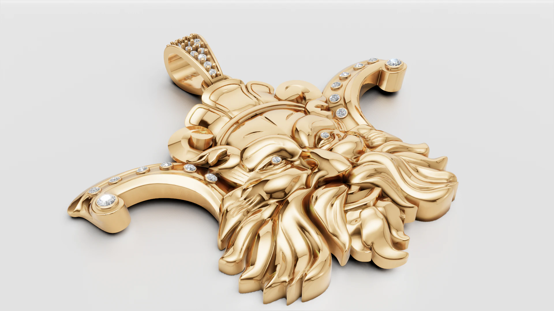 3D GOLD facesPENDANT 3D Print Model .c4d .max .obj .3ds .fbx .stl .blend 