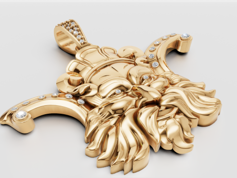 3D GOLD facesPENDANT Modelo de Impressão 3D