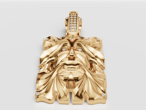 3D GOLD facesPENDANT 3D Print Model