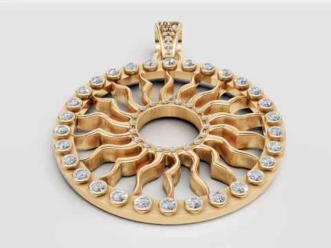 ROUND SUN PENDANT 3D Print Model