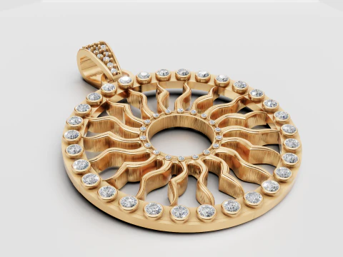 ROUND SUN PENDANT 3D Print Model