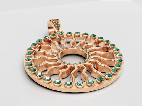 ROUND SUN PENDANT 3D Print Model