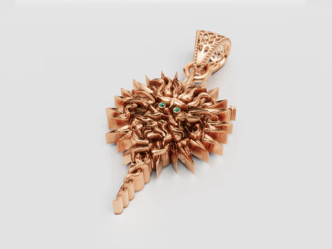 PENDENTIF SOLEIL 3D OR Modèles 3D en vedette