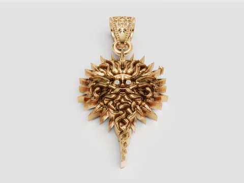 SUN 3D GOLD PENDANT 3D Print Model