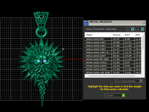 SUN 3D GOLD PENDANT 3Dプリントモデル
