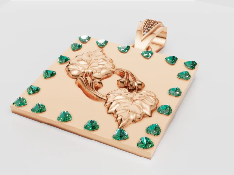 PINGENTE QUADRADO OURO 3D Modelo de Impressão 3D