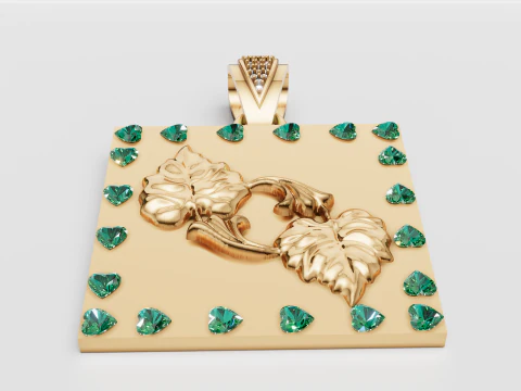 PINGENTE QUADRADO OURO 3D Modelo de Impressão 3D