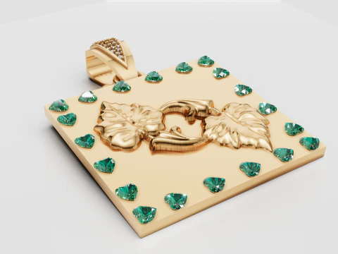 PINGENTE QUADRADO OURO 3D Modelo de Impressão 3D