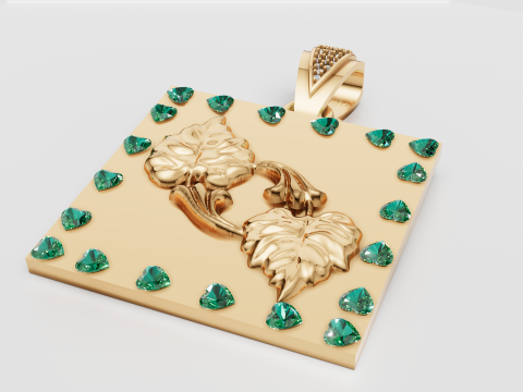 3D GOLD SQUAR PENDANT 3D प्रिंट मॉडल