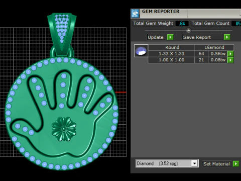 ROUND FINGUER PENDANT 3D Print Model