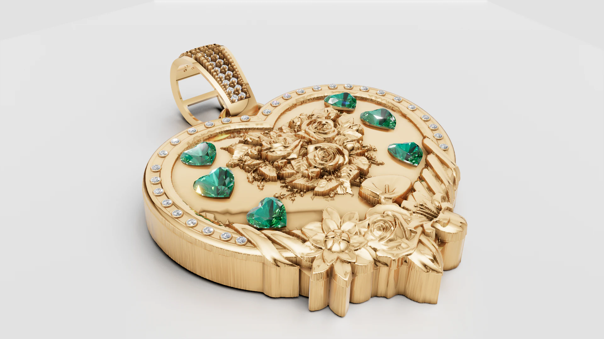 HEART GOLD PENDANT 3D Print Model .c4d .max .obj .3ds .fbx .stl .blend