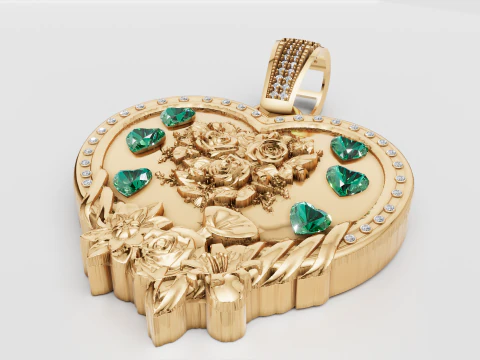 HEART GOLD PENDANT 3D Print Model