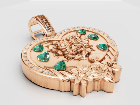 HEART GOLD PENDANT 3D Print Model