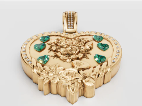 HEART GOLD PENDANT 3D Print Model