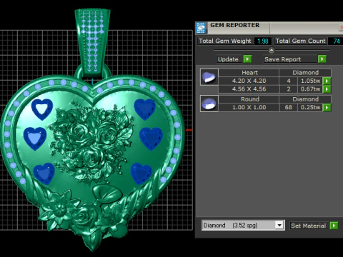 HEART GOLD PENDANT 3D Print Model
