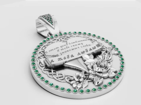 ROUND HEART PENDANT 3D Print Model