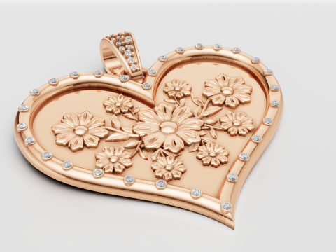 HEART GOLD PENDANT 3D Print Model