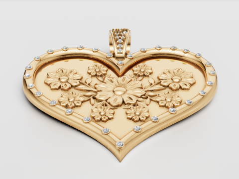 HEART GOLD PENDANT 3D Print Model