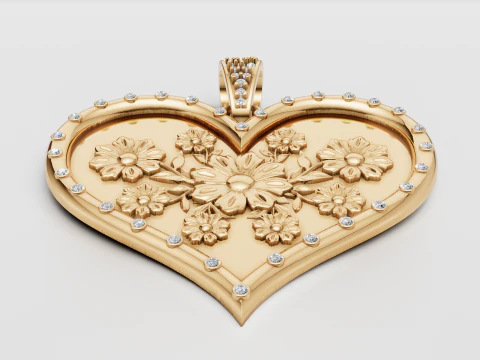 HEART GOLD PENDANT 3D Print Model
